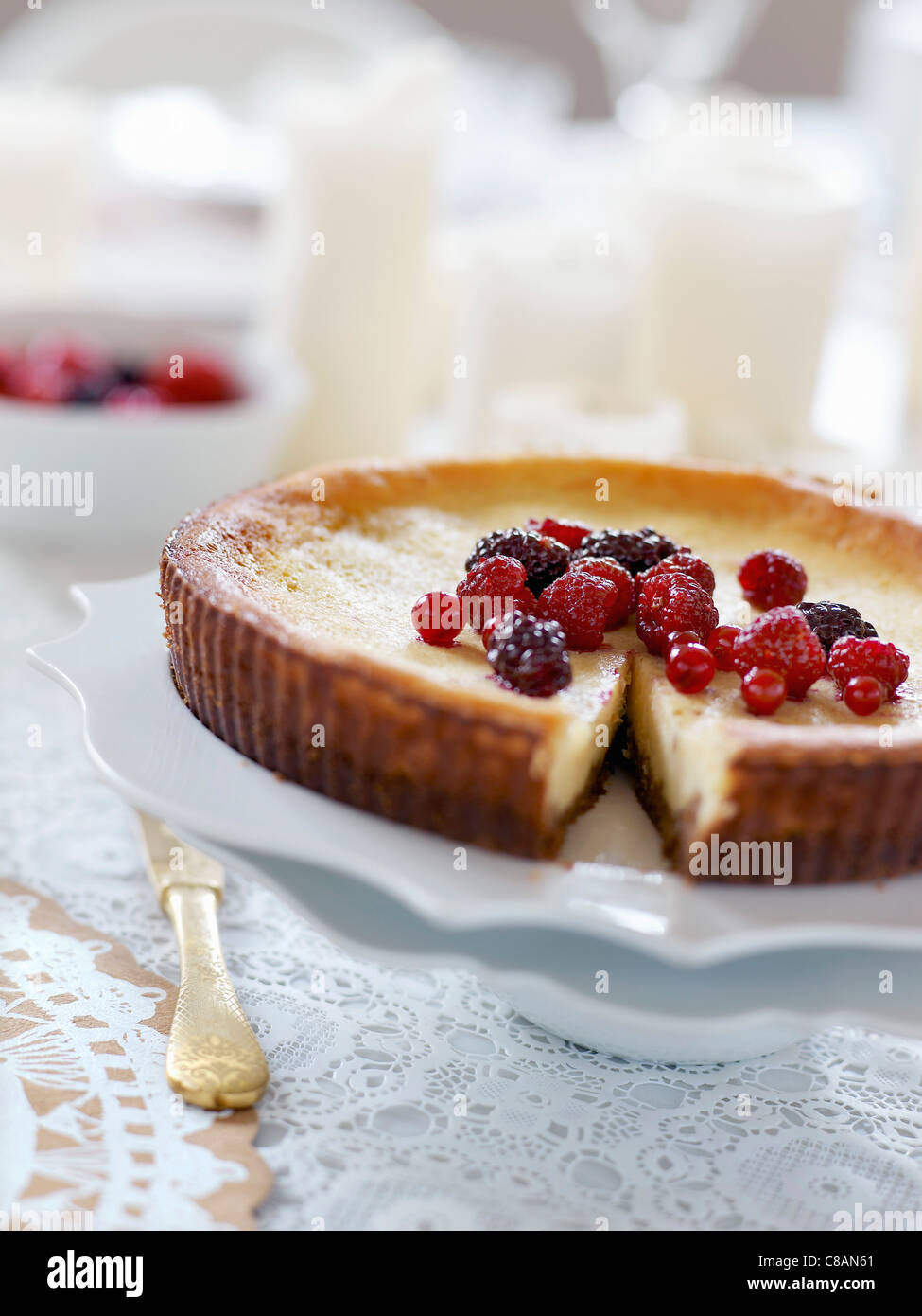 Cheesecake with summer fruit Stock Photo - Alamy