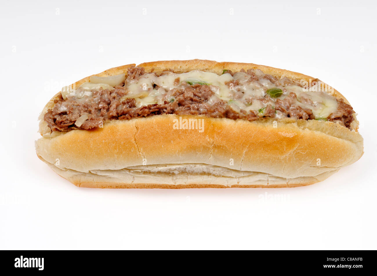Philly cheesesteak on white background, cut out. Stock Photo