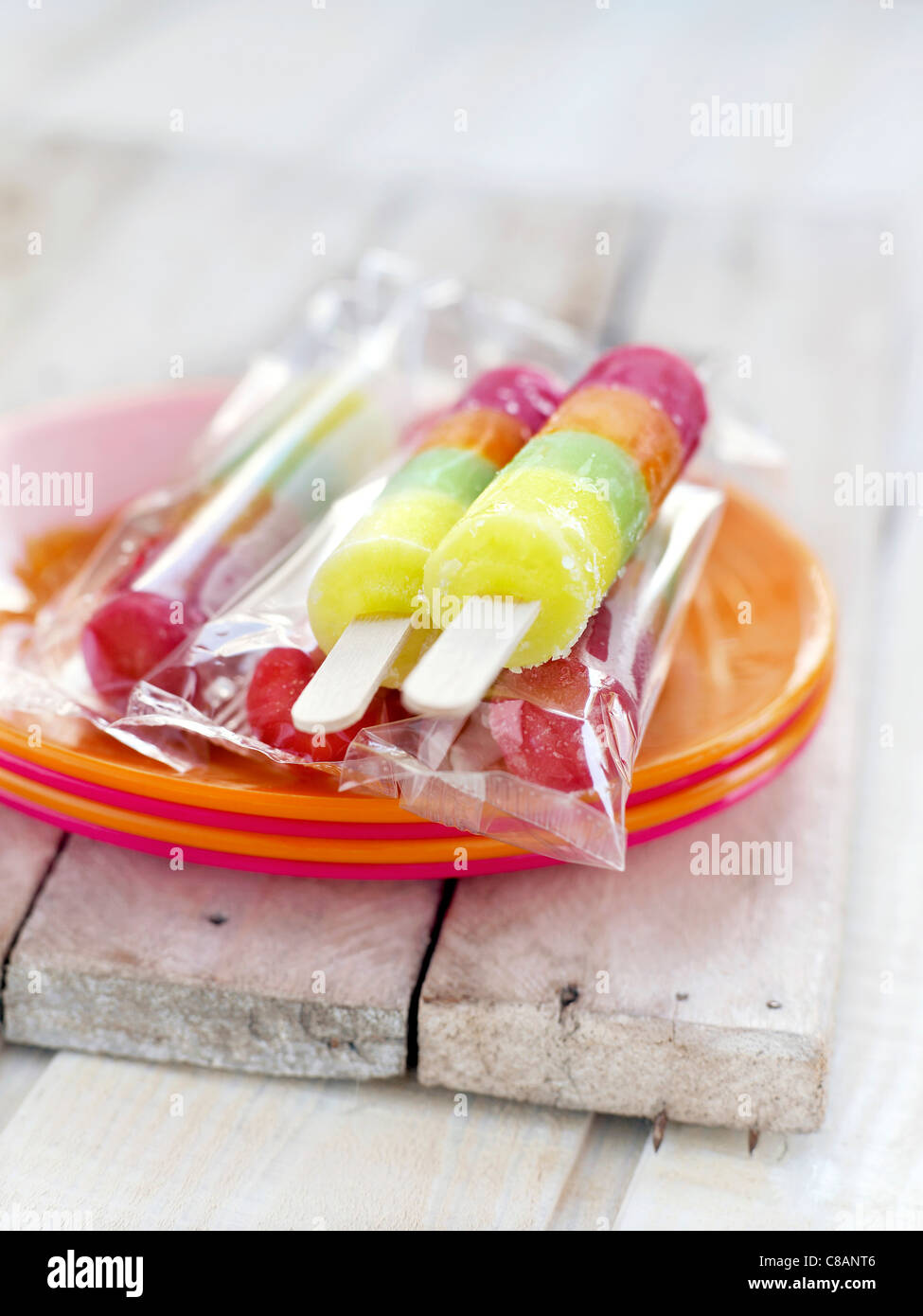 Multicolored ice lollipops Stock Photo
