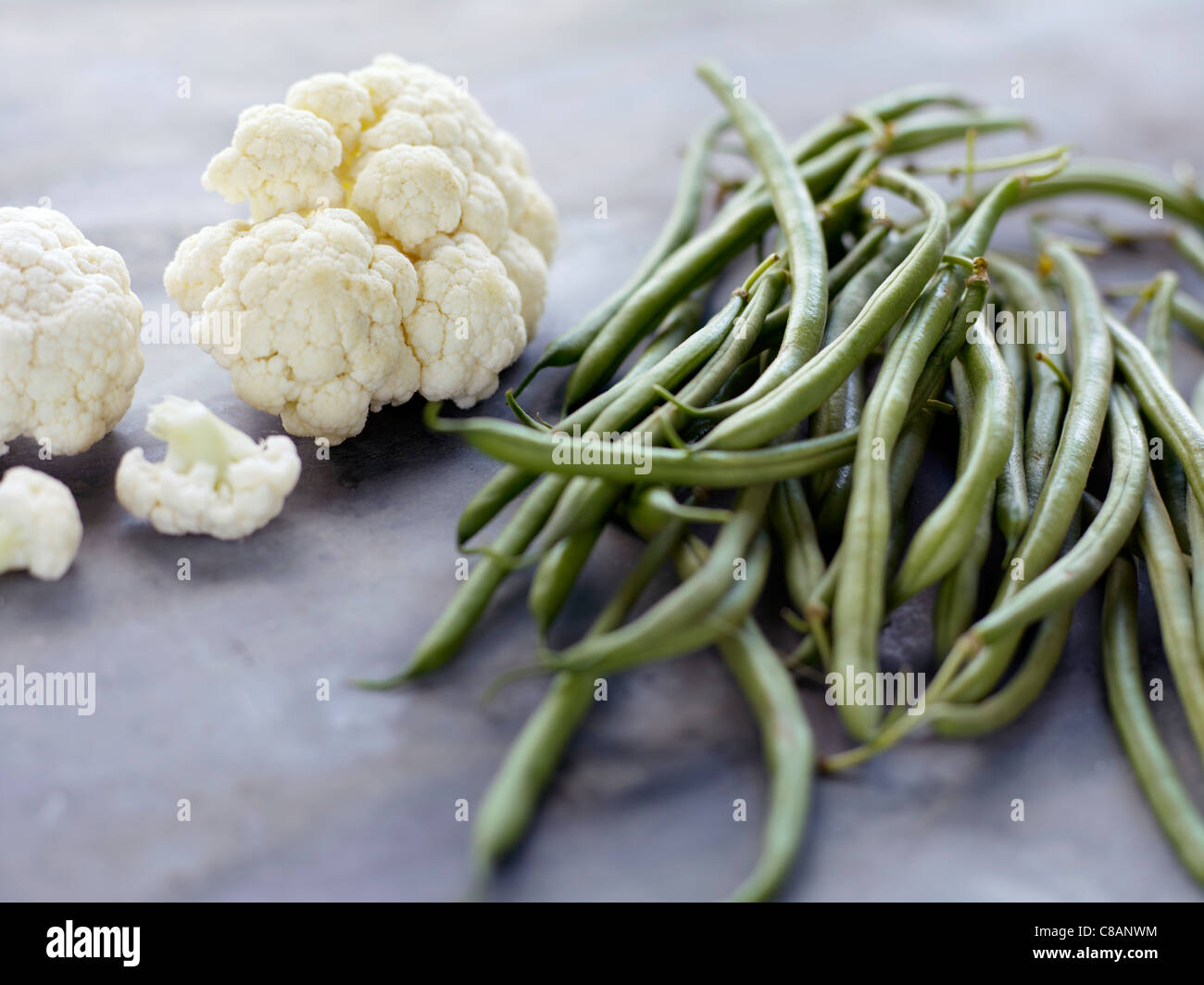 Green beans and cauliflower Stock Photo