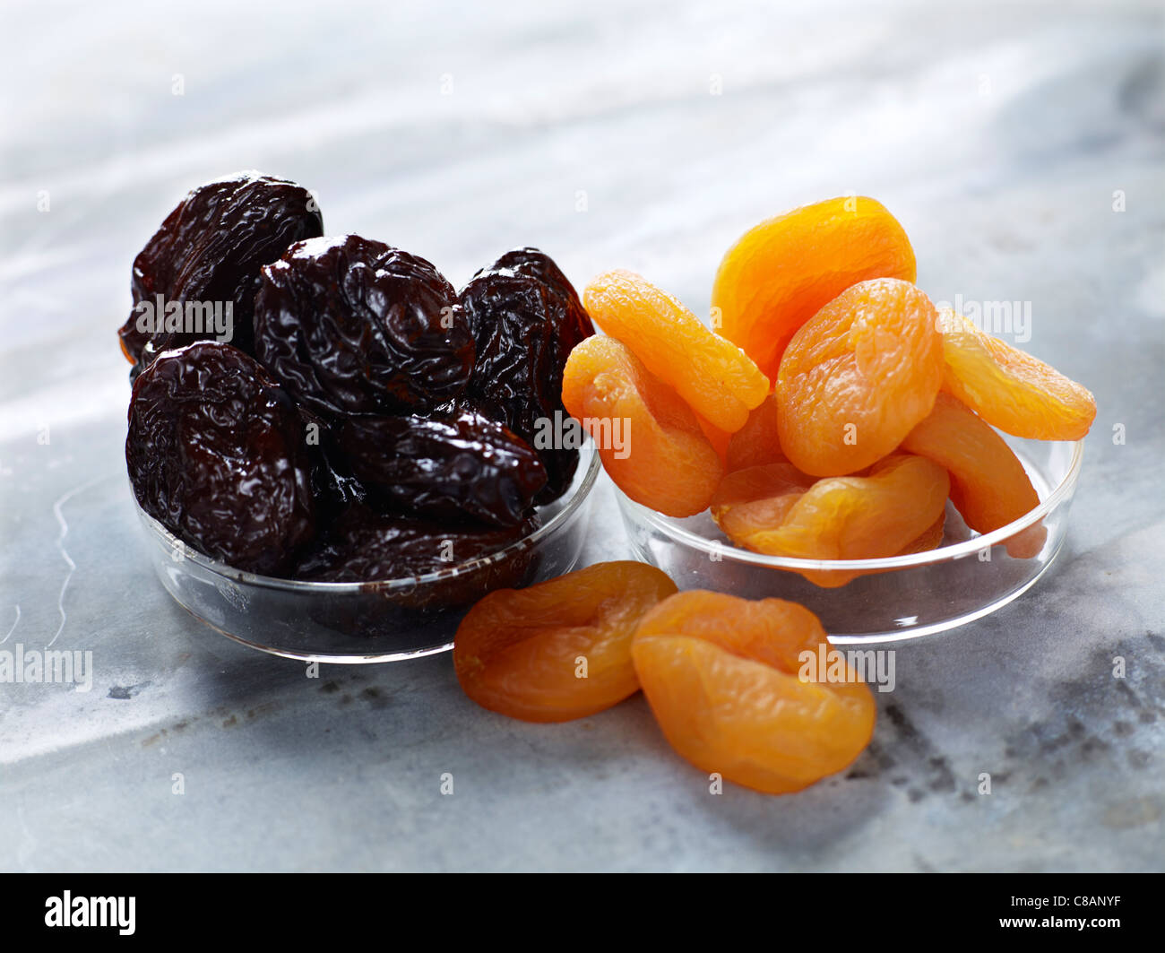 Dried apricots and prunes Stock Photo
