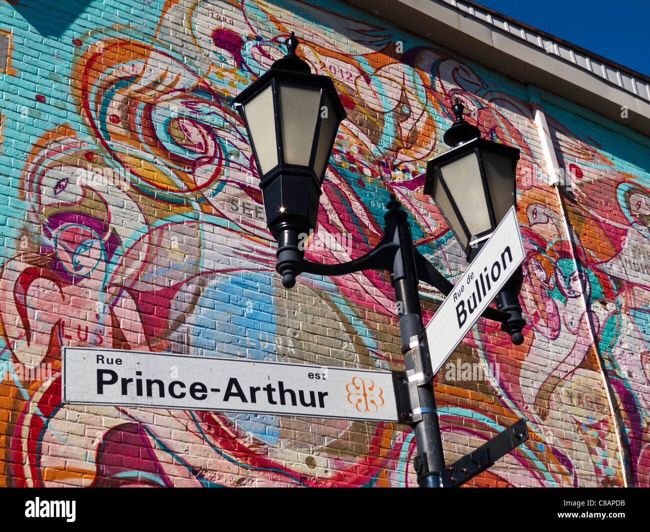 Colourful mural on Prince-Arthur street in Le Plateau Mont-Royal  neighbourhood in Montreal Stock Photo - Alamy