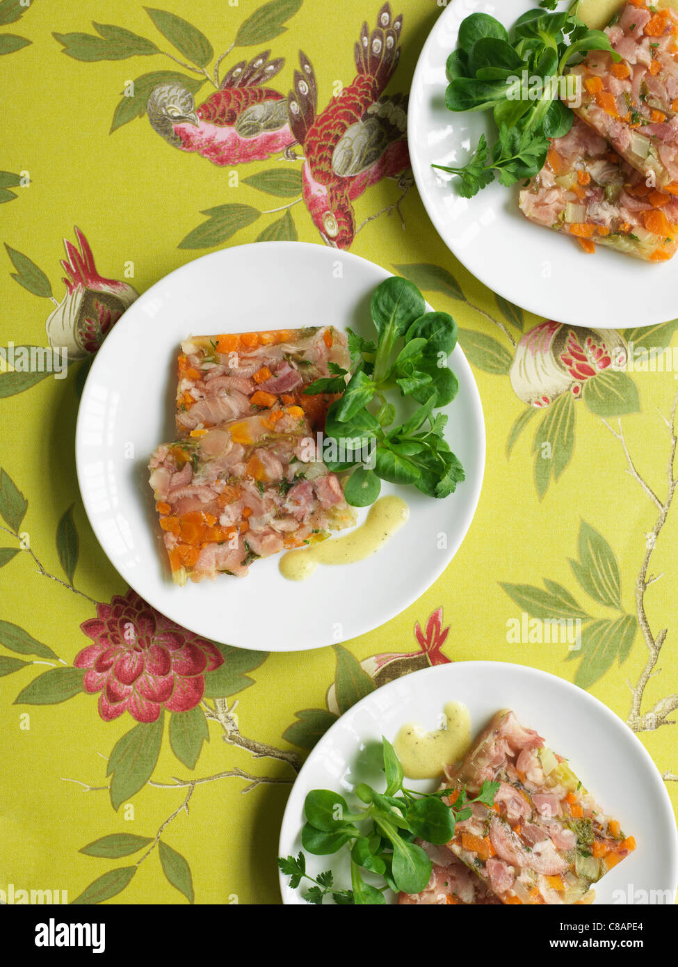 Pig's trotters,carrot and aspic terrine Stock Photo