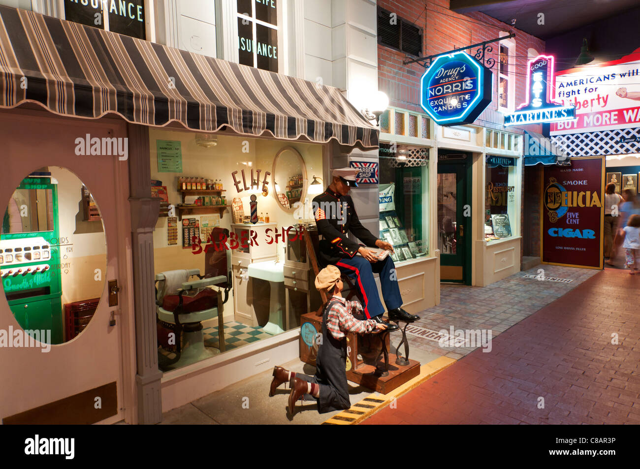Florida, Pensacola, National Navel Aviation Museum, Home Front U.S.A. exhibit, represents small town Main Street during WWII Stock Photo