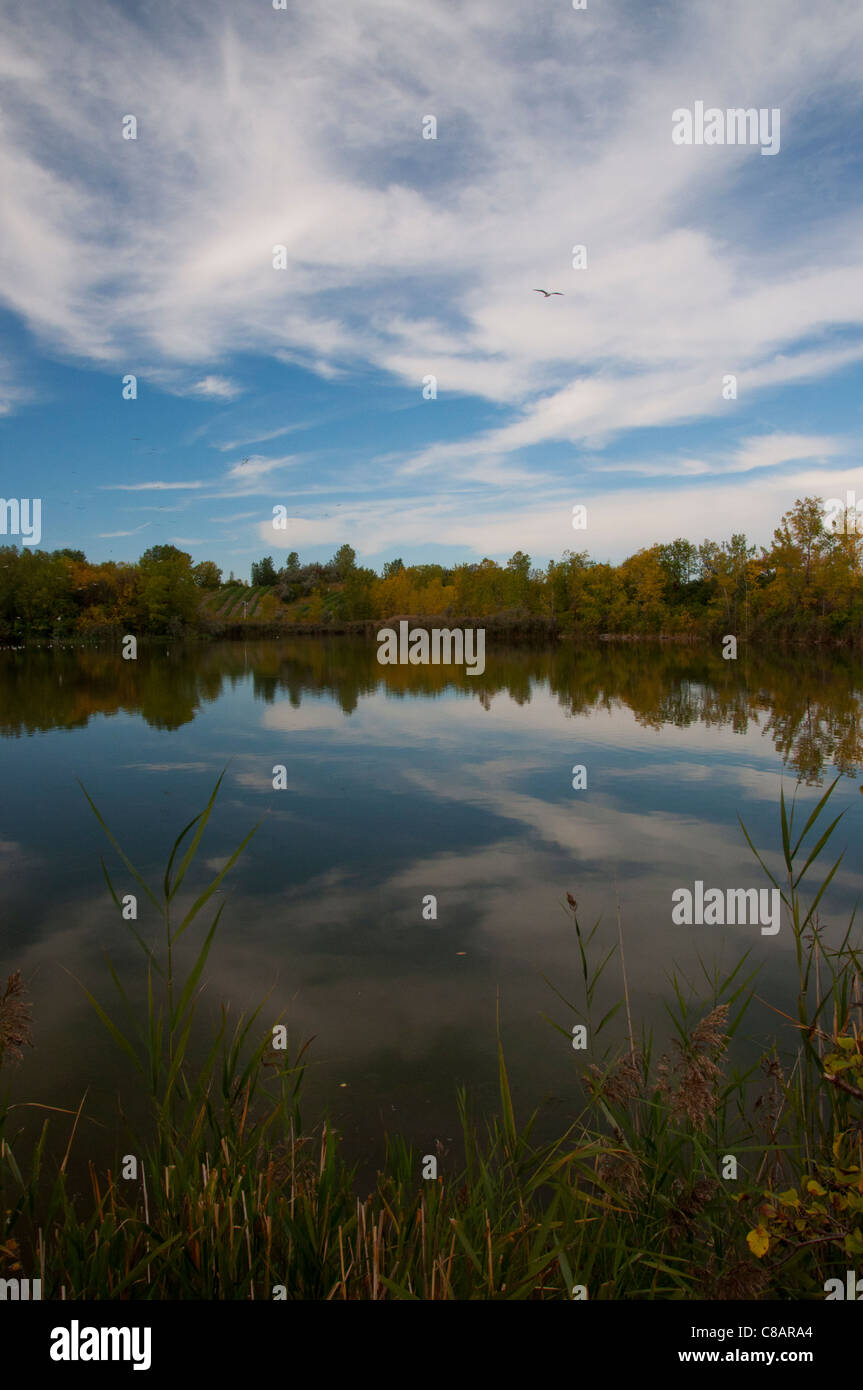Centennial Park Lake in DollarddesOrmeaux, Island of Montreal Stock