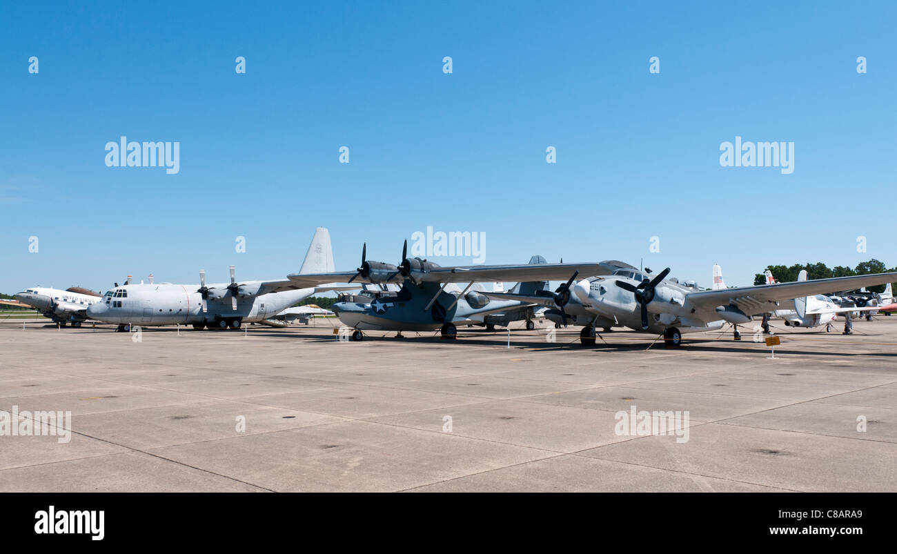 Florida, Pensacola, National Navel Aviation Museum, Flight Line exhibit aircraft Stock Photo