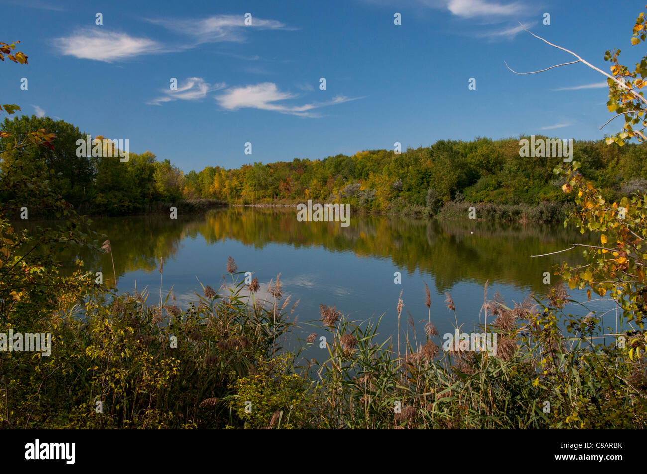 Centennial Park Lake in DollarddesOrmeaux, Island of Montreal Stock