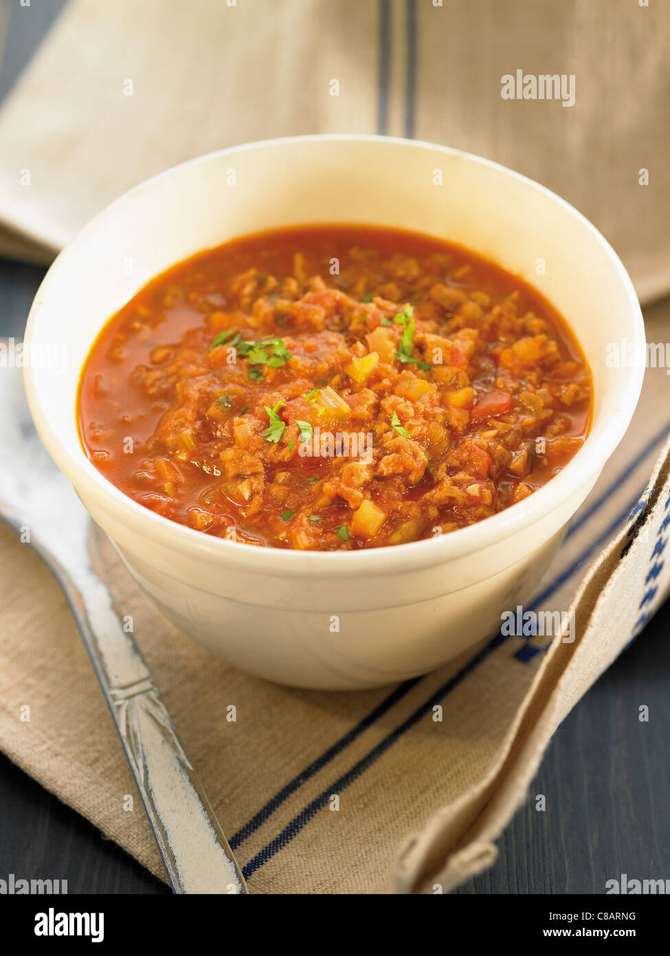 Bolognaise sauce with Seitan and no meat Stock Photo Alamy