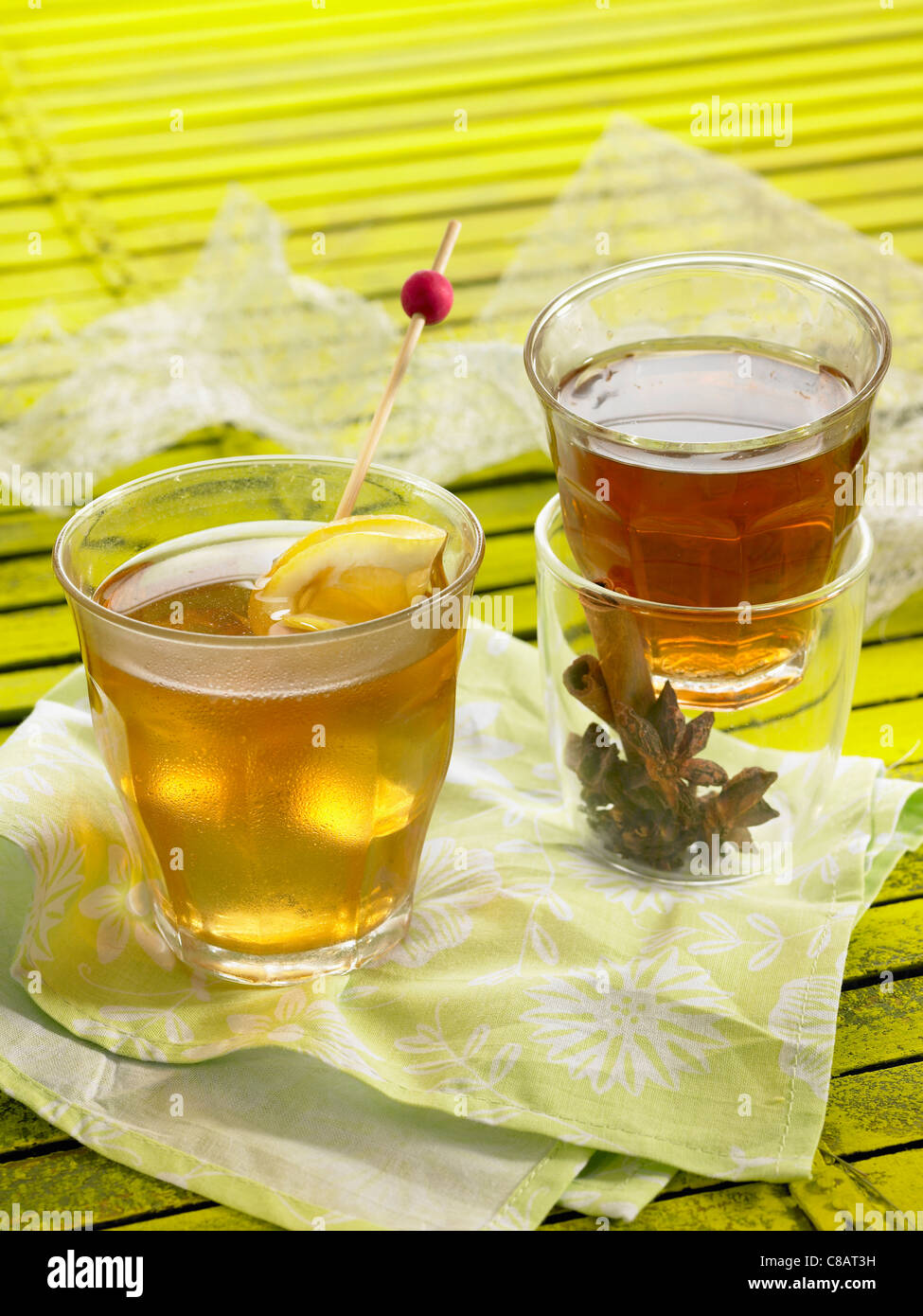 Iced tea and star anise-flavored tea Stock Photo