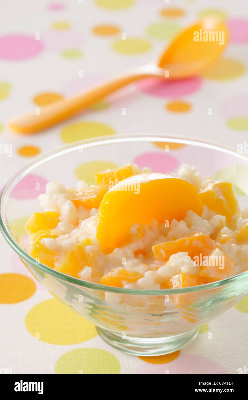 Rice pudding with apricots Stock Photo
