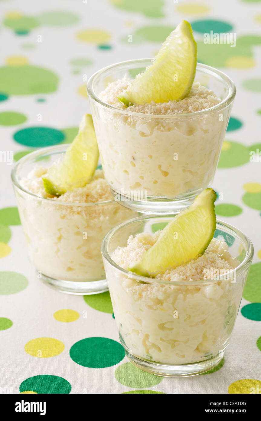 Lime-flavored rice pudding Stock Photo