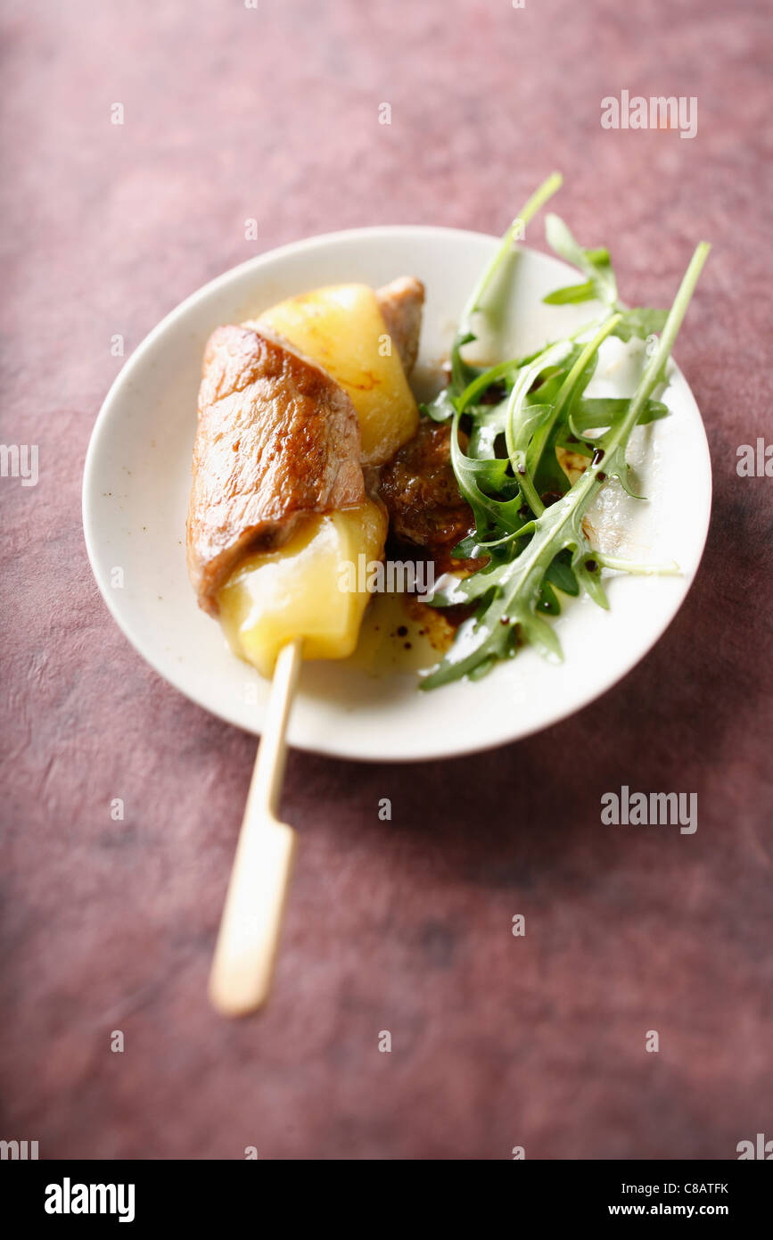 Veal and Comté brochette Stock Photo Alamy