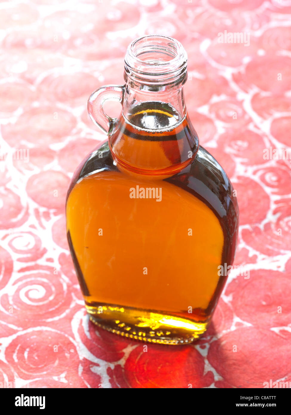 Bottle of maple syrup Stock Photo