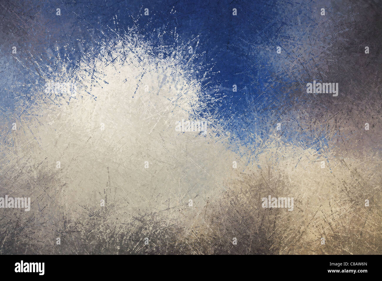 Abstract background painting of dot splatters in blue and grays Stock Photo