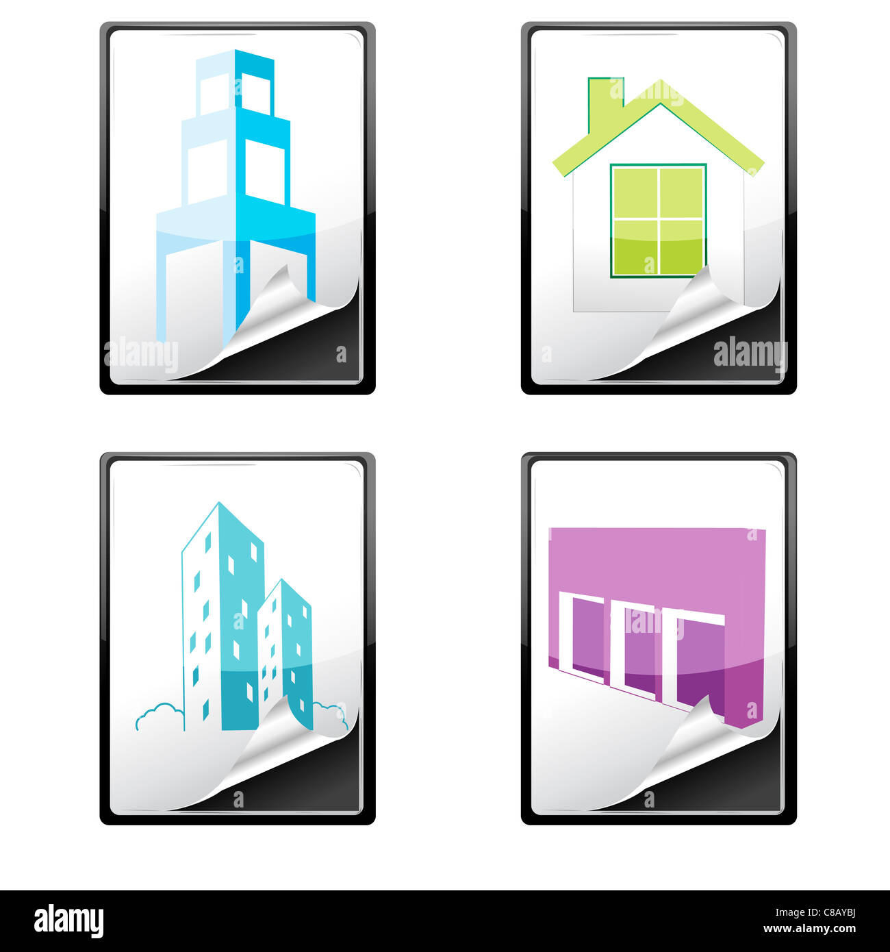 illustration of house icons on white background Stock Photo - Alamy