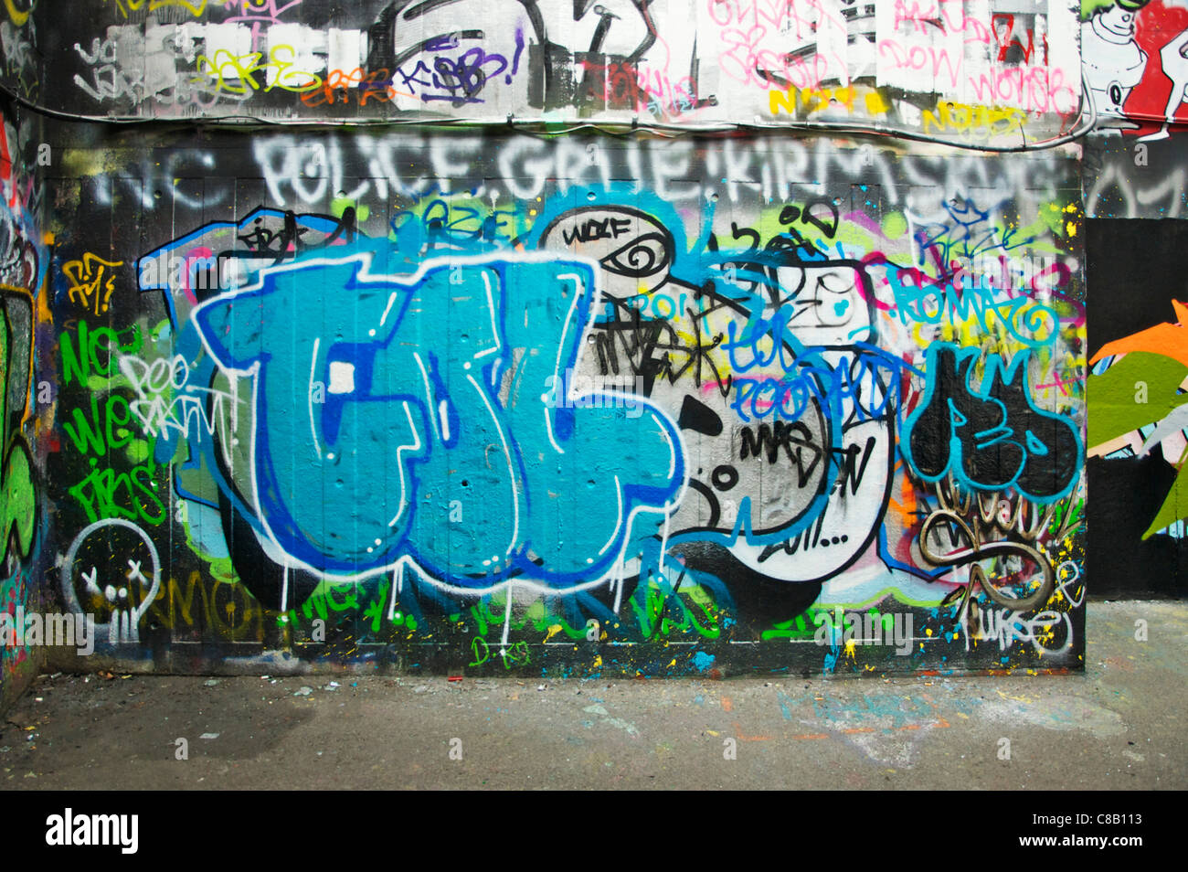 Graffitti on wall at South Bank, London UK Stock Photo