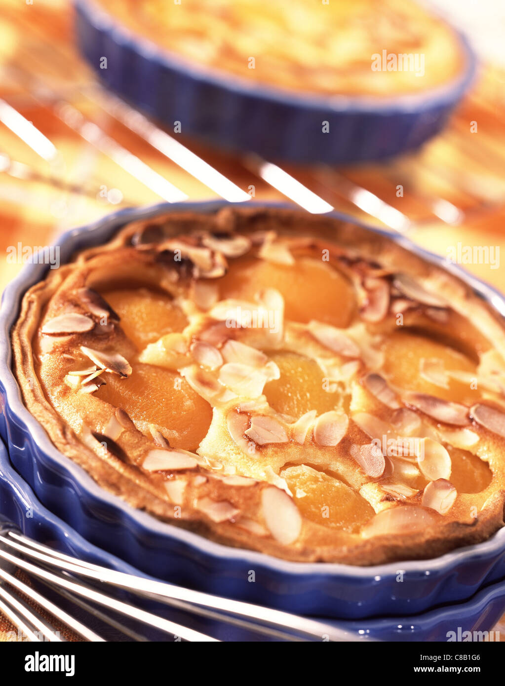 Almond and apricot tartlets Stock Photo