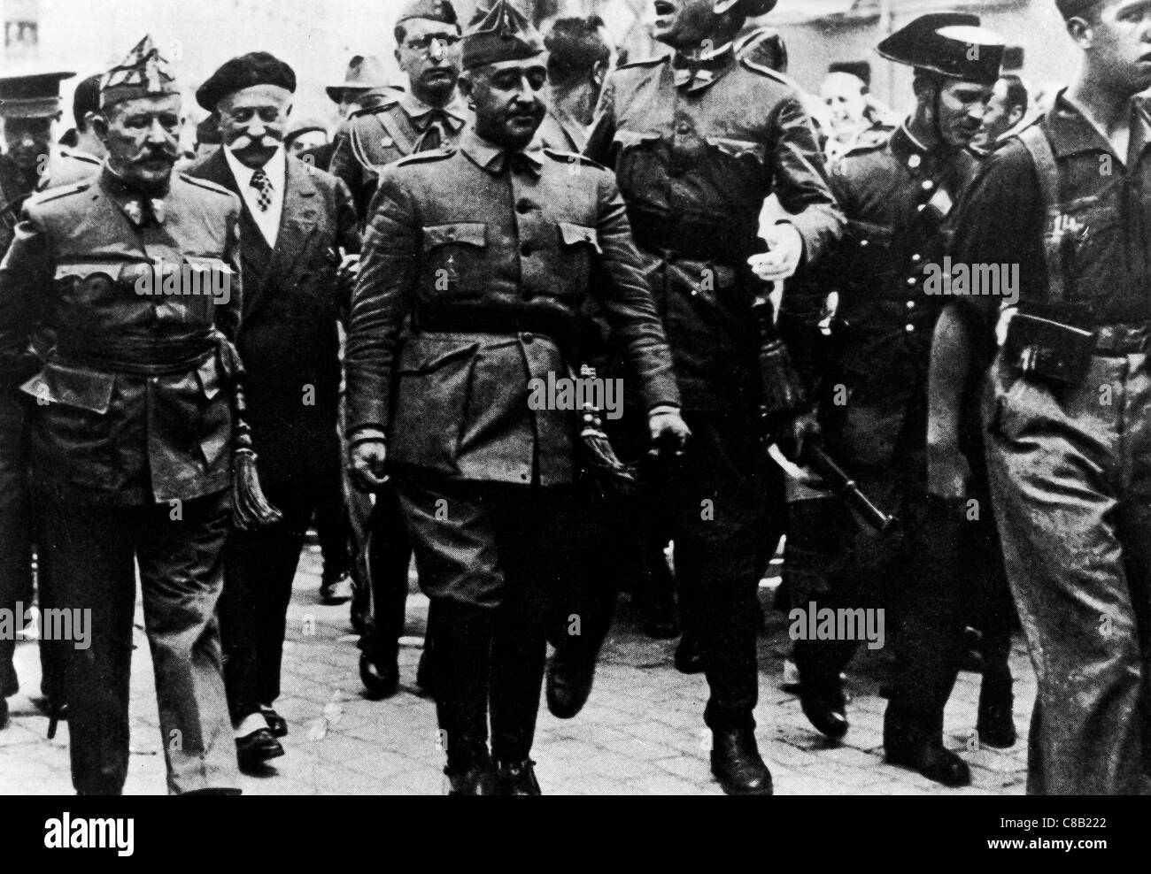 General Franco in Burgos with General Mola during the Spanish Civil War ...