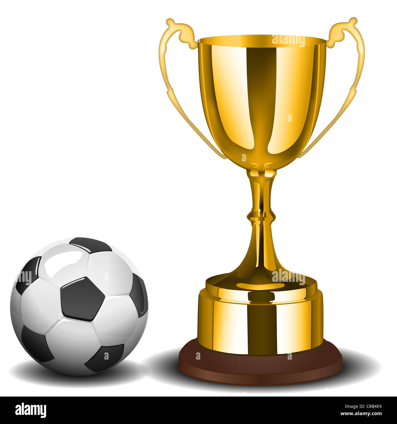 illustration of soccer ball with trophy on isolated background Stock ...