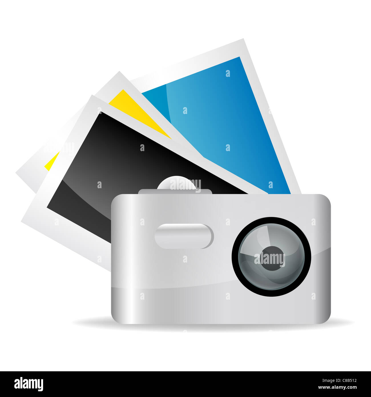 illustration of camera with pictures on white background Stock Photo ...