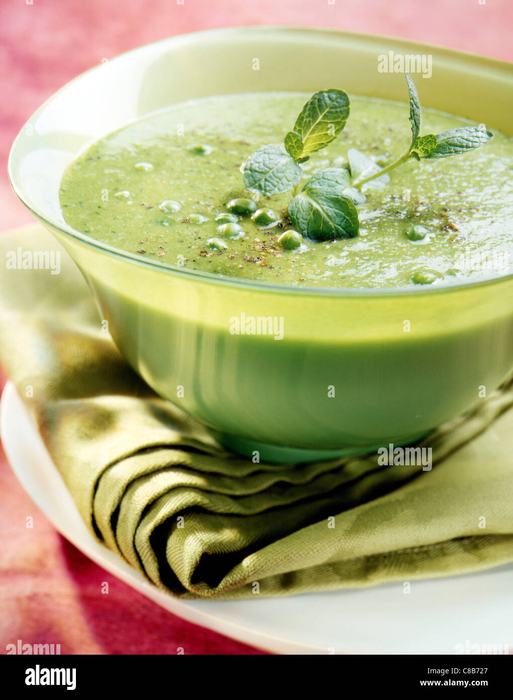 pea and mint soup Stock Photo