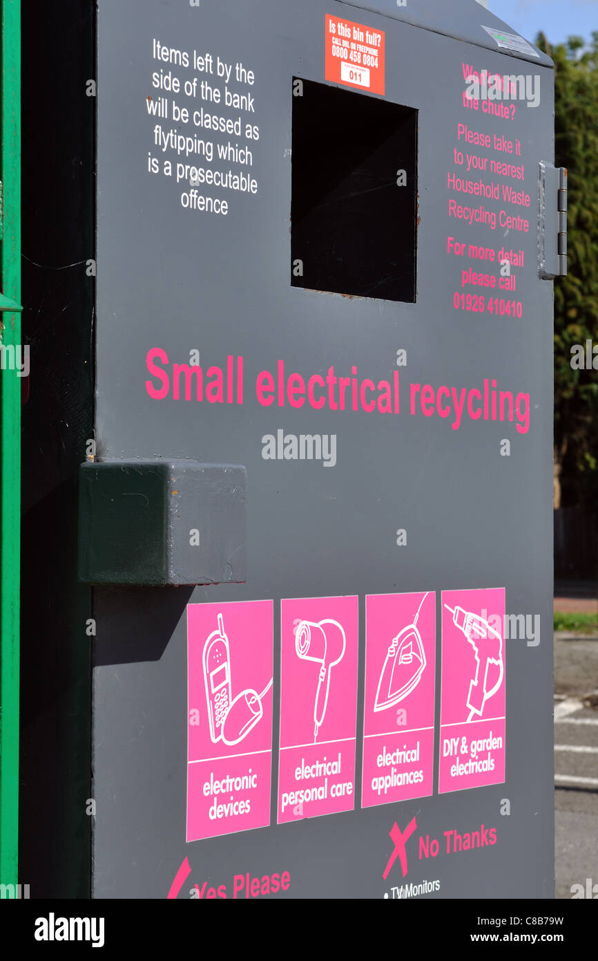 Small electrical recycling bin, Hillmorton, Warwickshire, England, UK