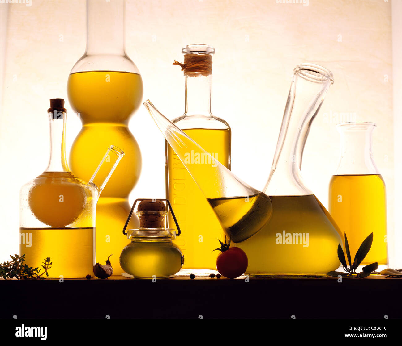 jars and bottles of olive oil Stock Photo Alamy