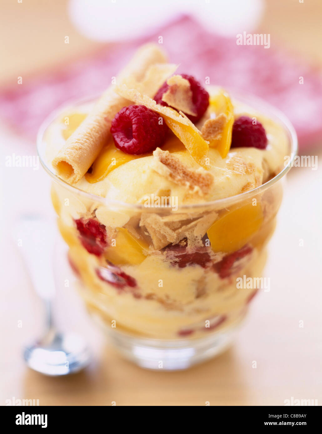 Verrine with mango and raspberry Stock Photo - Alamy