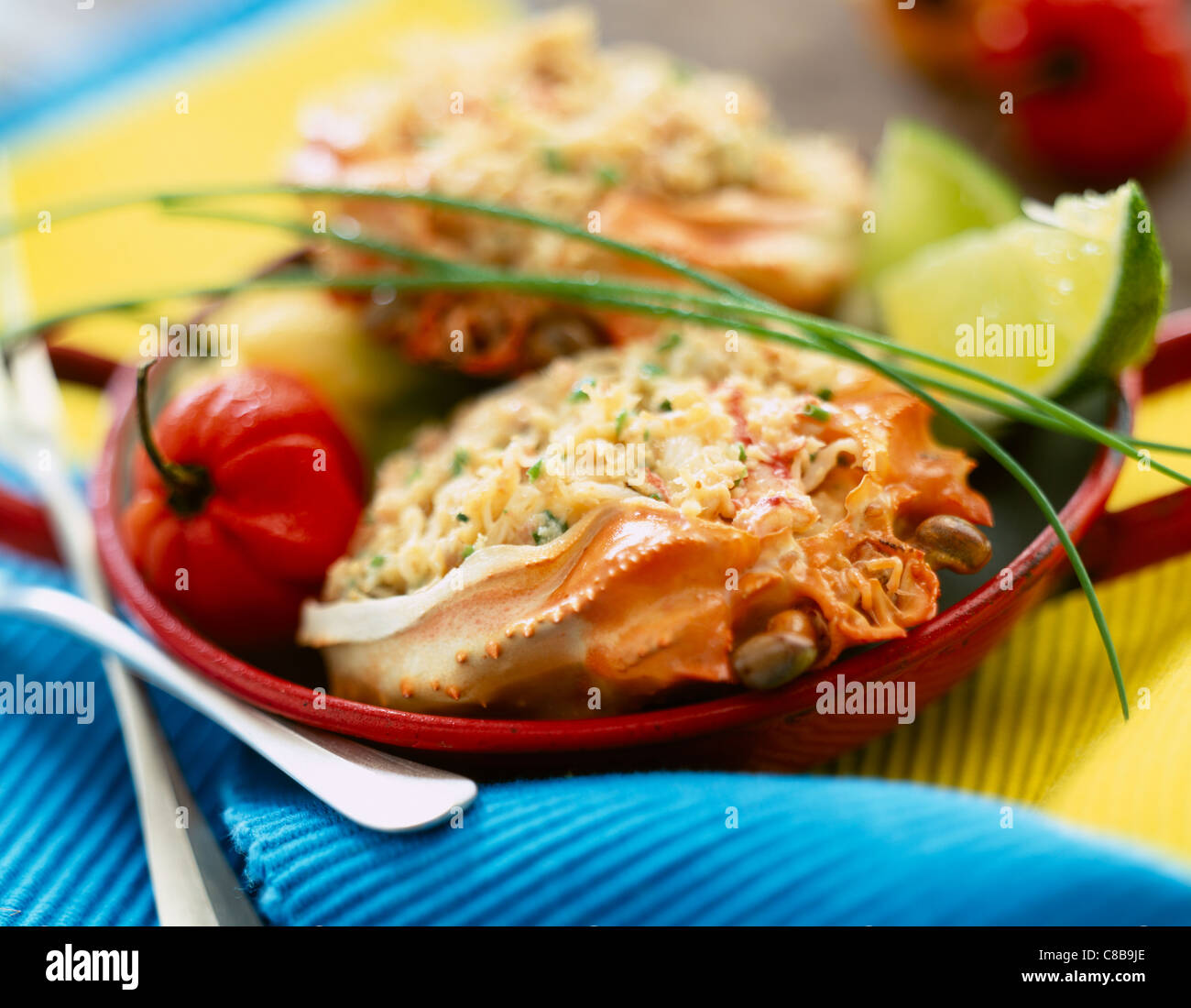West Indian stuffed crab Stock Photo