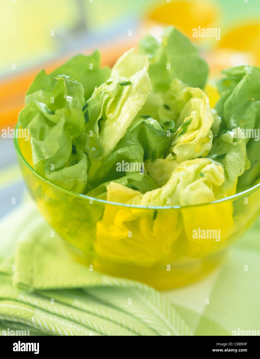 Lettuce leaves in bowl Stock Photo Alamy