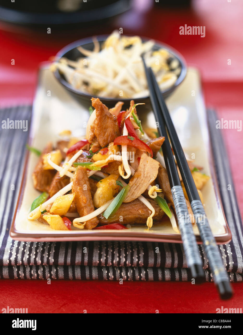 sauteed pork with vegetables Stock Photo