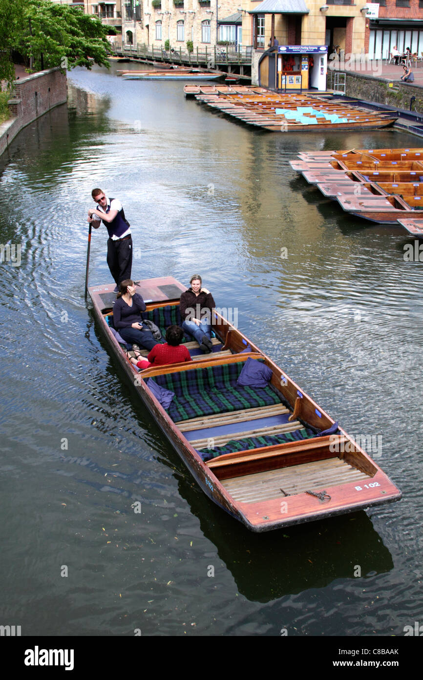 Punting on the River Cam Cambridge view from Magdalene Bridge Stock Photo