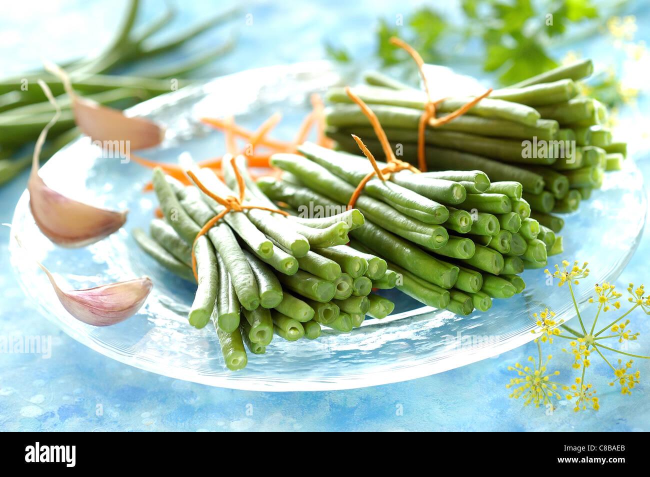 French bean bundles Stock Photo Alamy