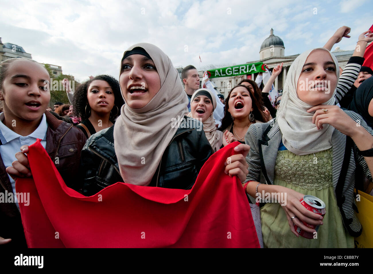 The Muslim community in London celebrate Eid ulFitr inn Trafalgar