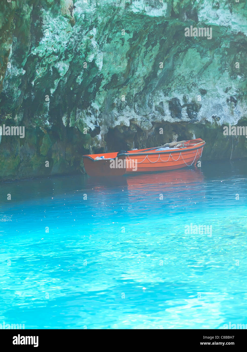blue cave lake Mellisani in Kefalonia, Greece Stock Photo