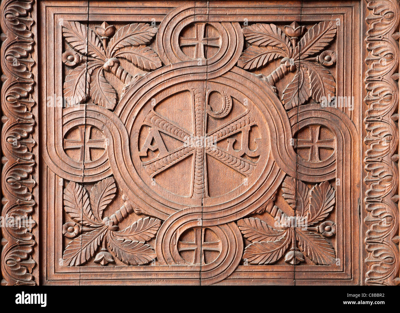 Milan detail from church gate carving od Christ monogram Stock Image