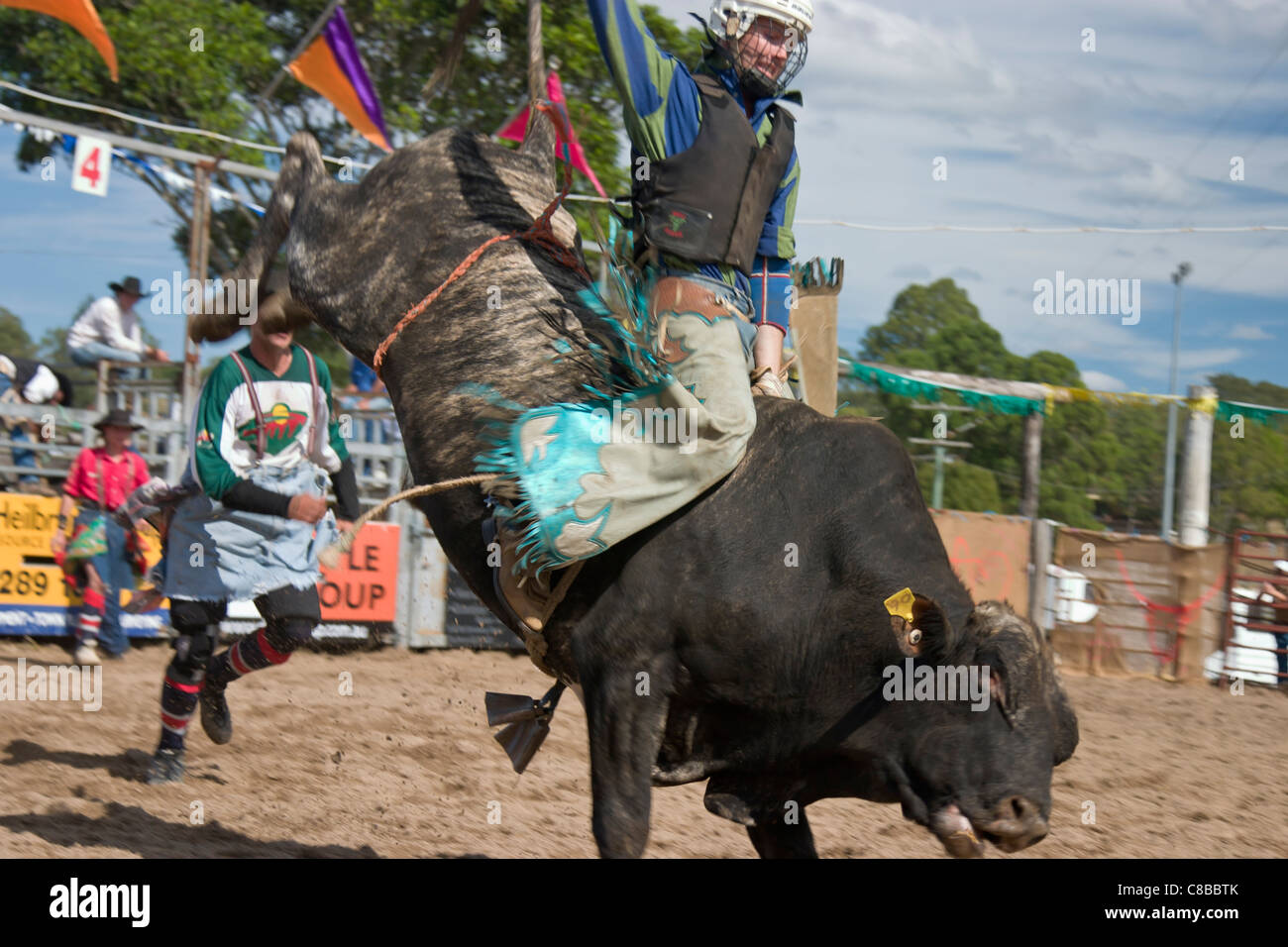 Bull ride at Dayboro country rodeo Stock Photo - Alamy