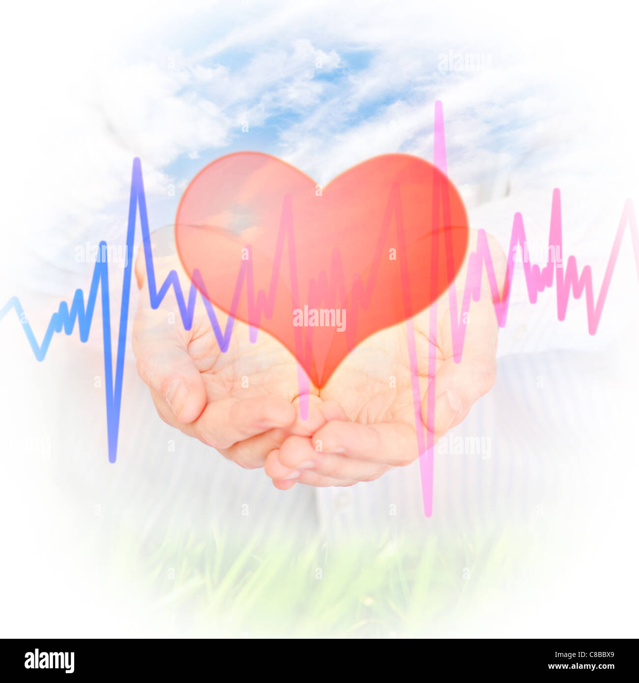 Health insurance concept. Hand and Heart Stock Photo - Alamy