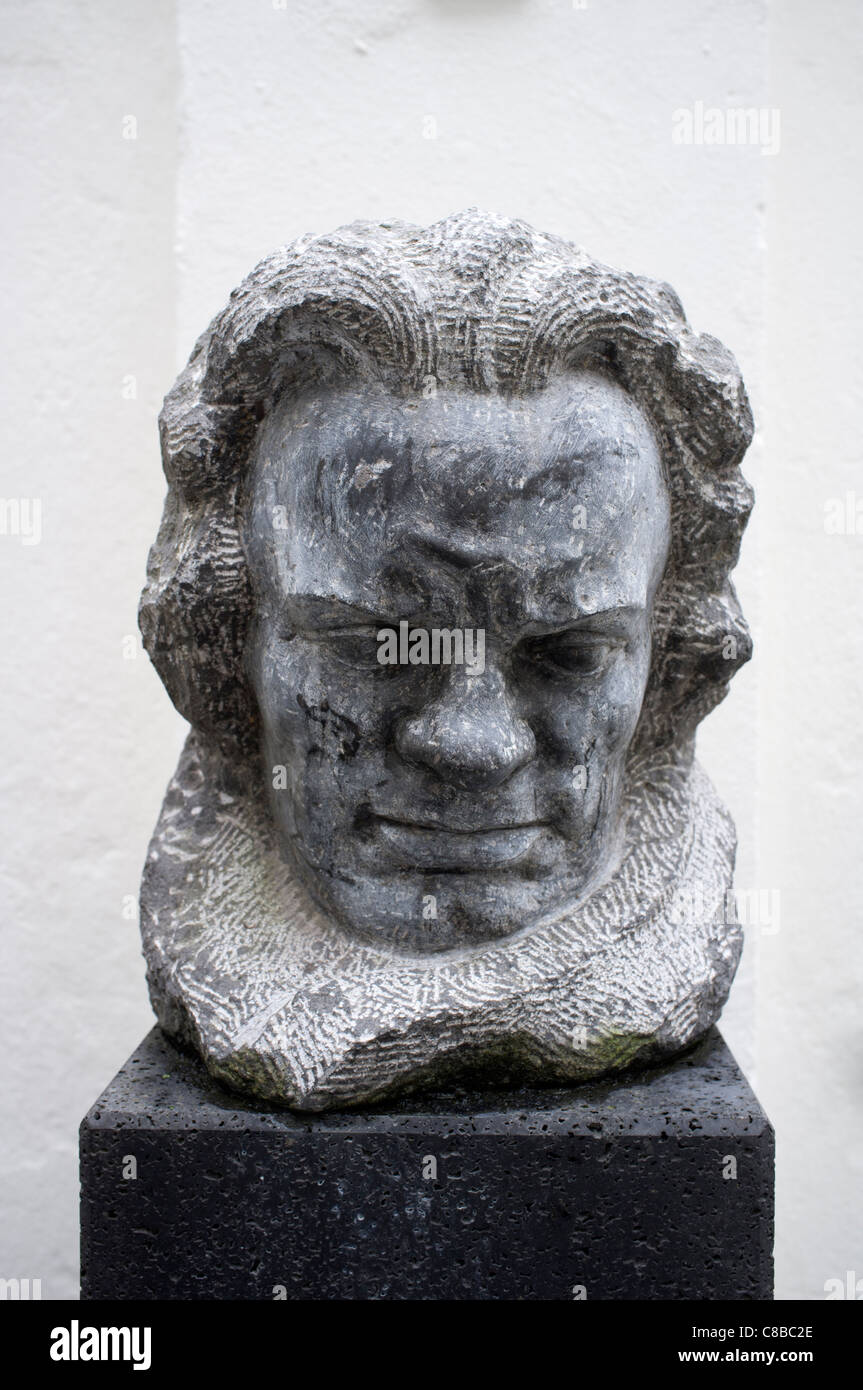 Bust of the composer at Beethoven Museum in house where composer was born in Bonn Germany Stock Photo