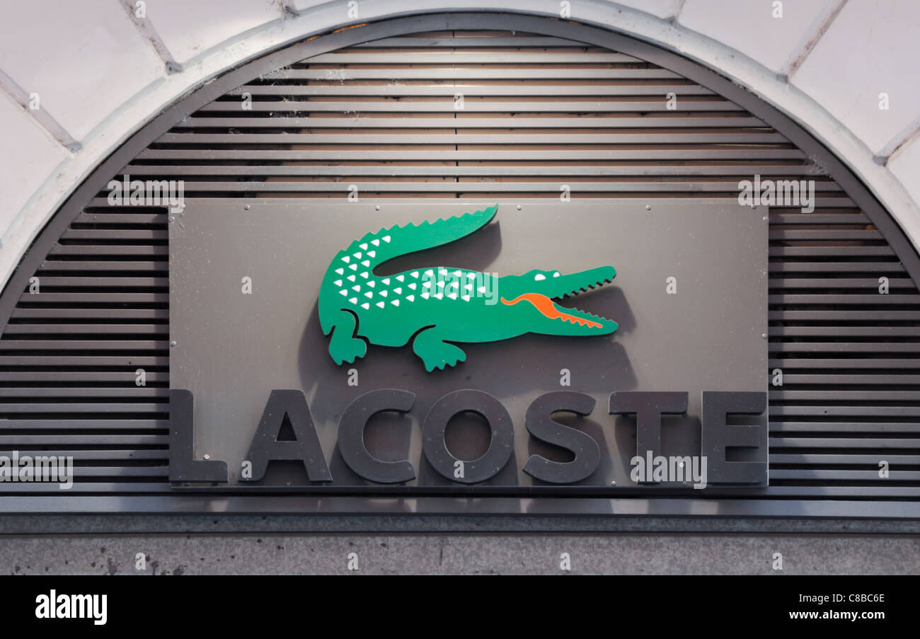 Lacoste shop logo on via del Corso, Rome, Italy. Stock Photo