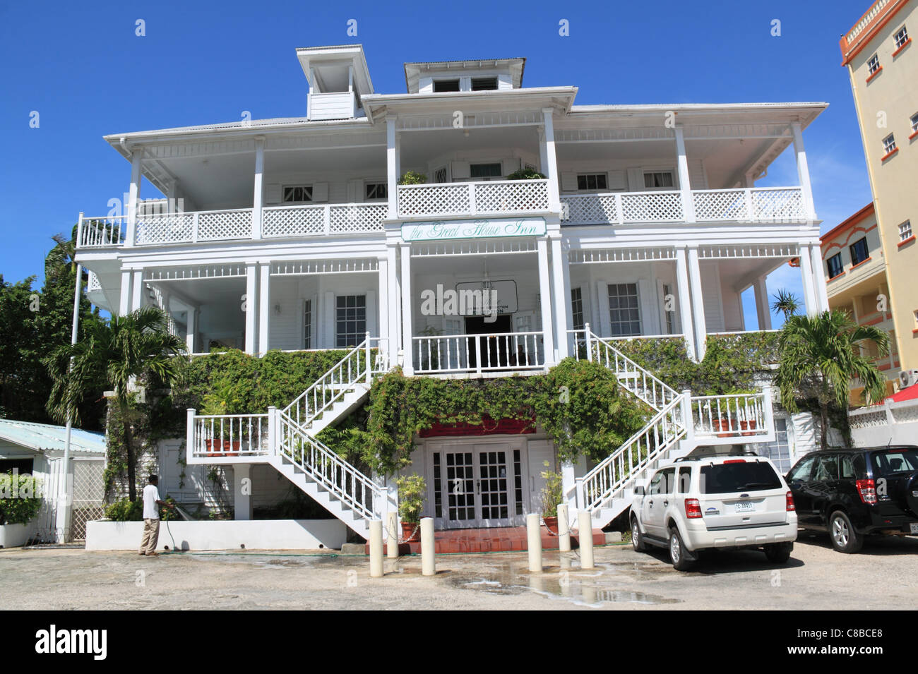 The Great House hotel, dating from 1927, Cork Street, Fort George, Belize City, Belize, Caribbean, Central America Stock Photo