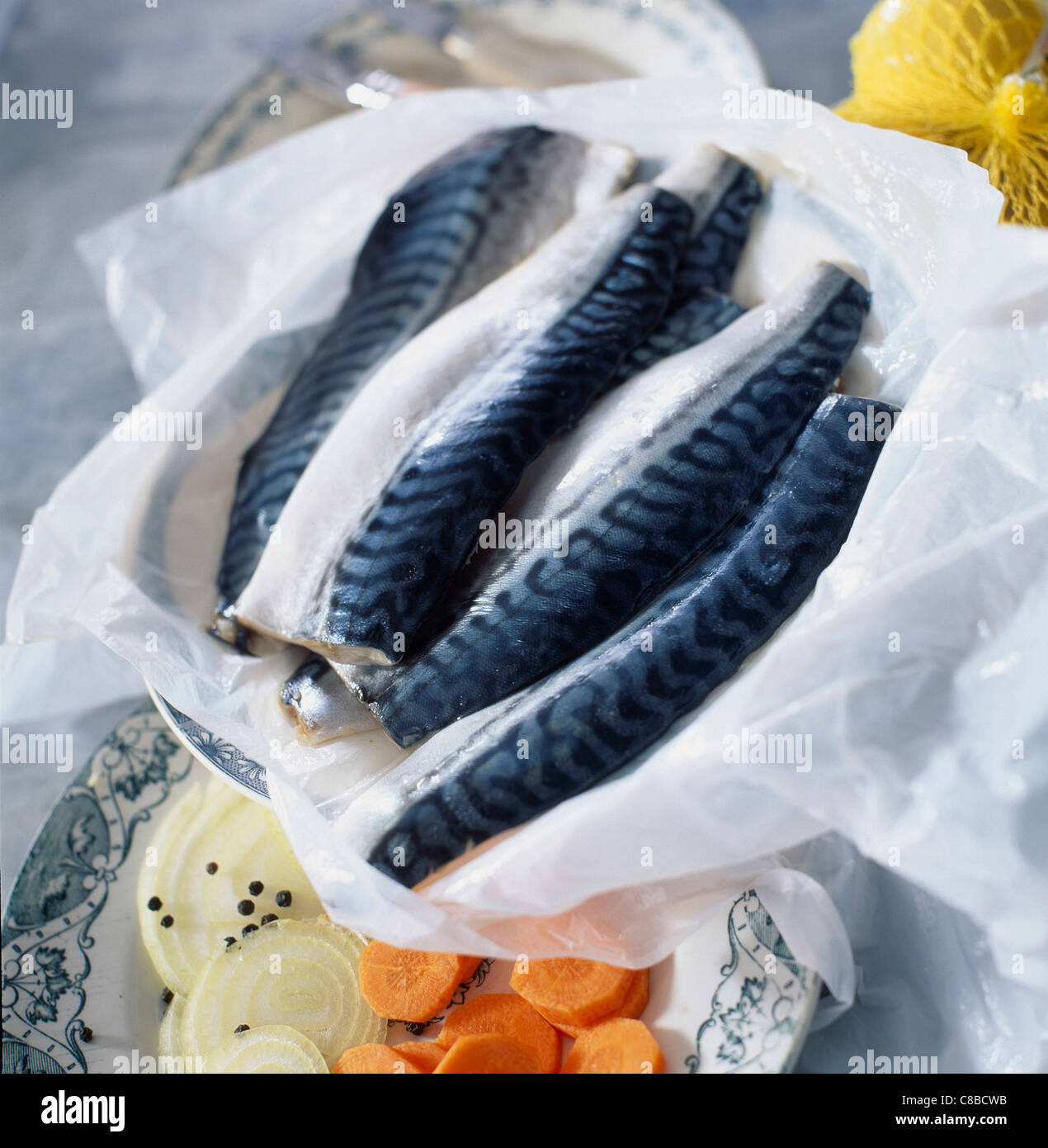 Raw mackerel fillets with skin Stock Photo Alamy