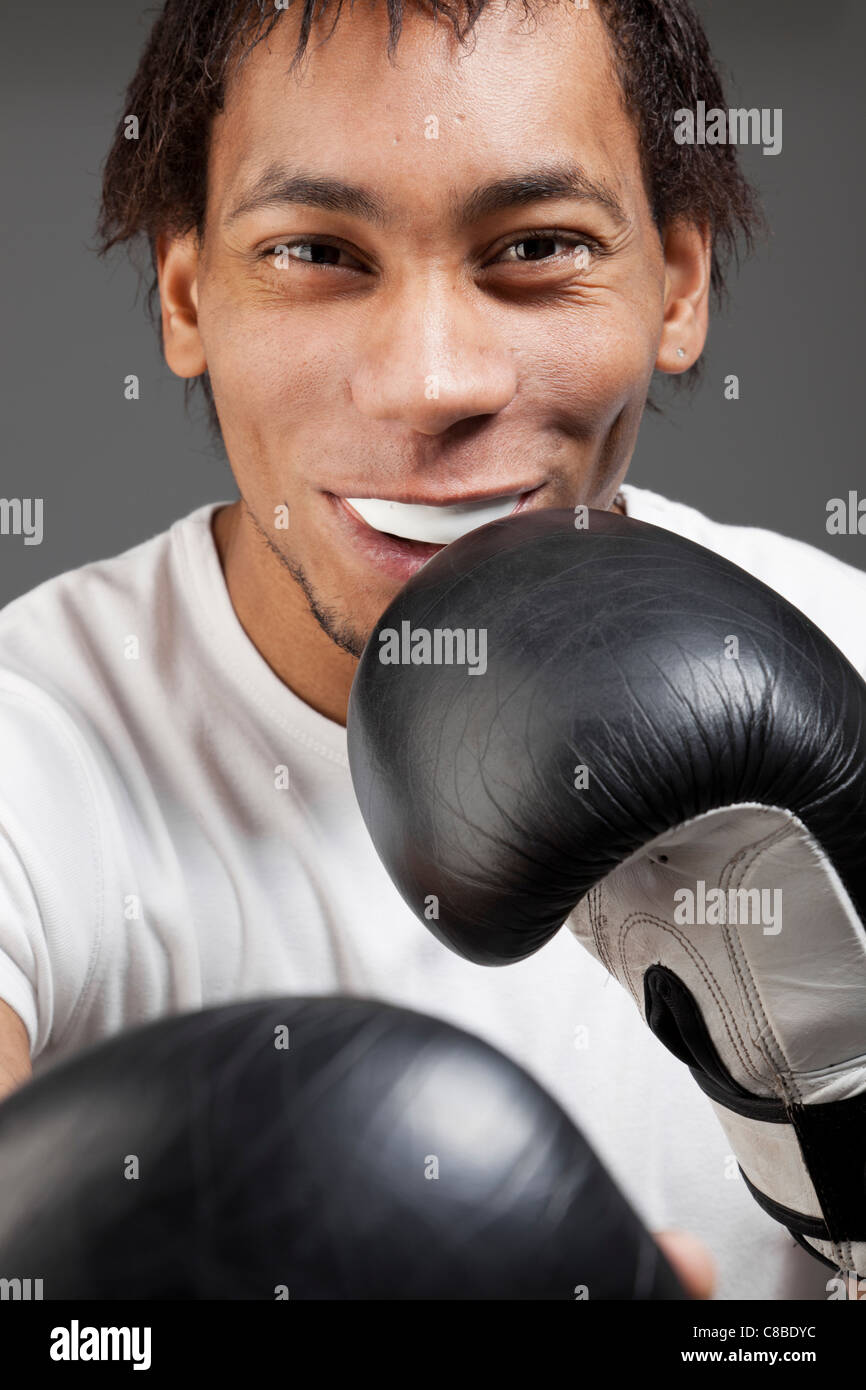 Black boxer in training Stock Photo