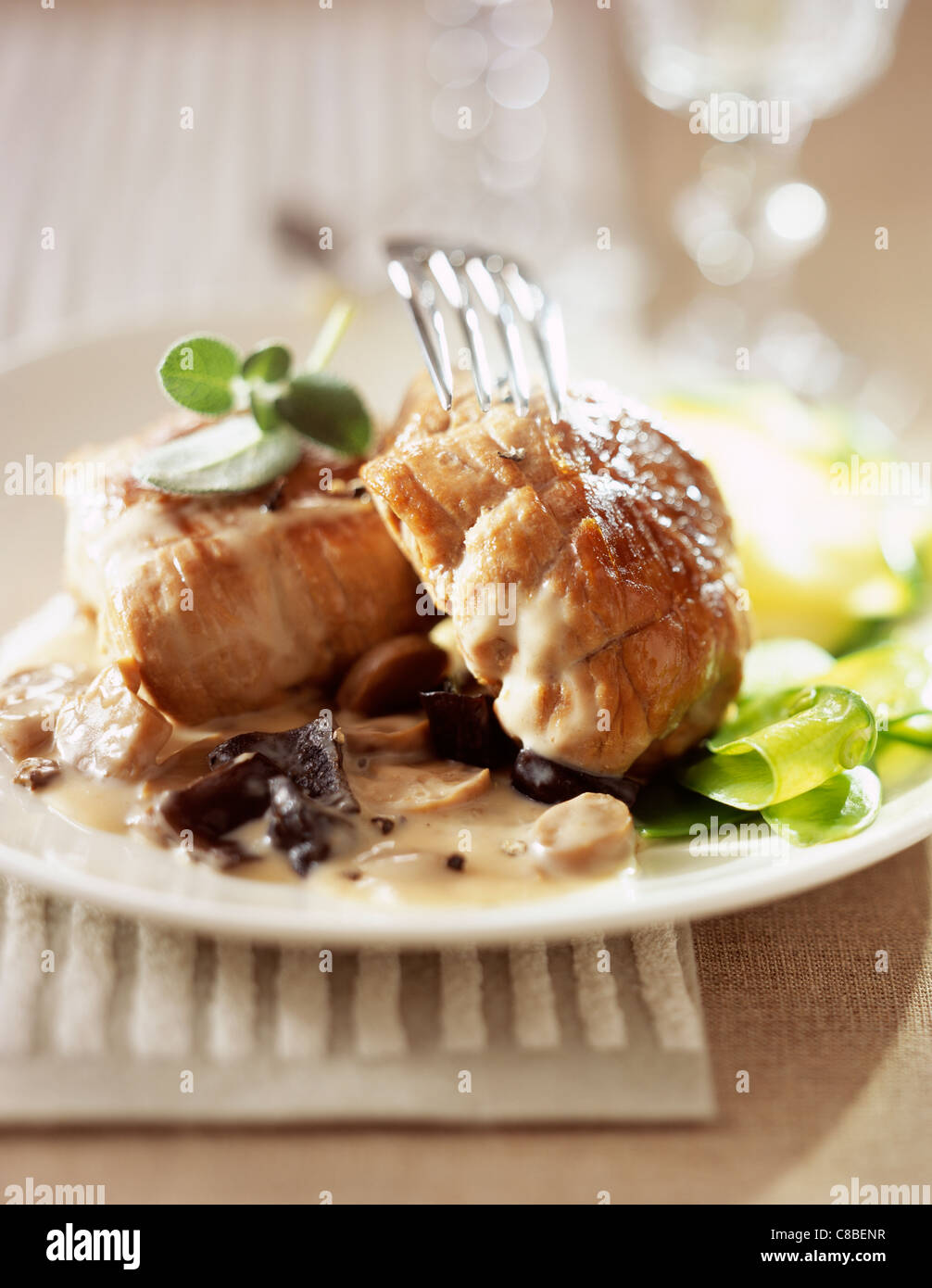 veal olive with courgettes Stock Photo Alamy