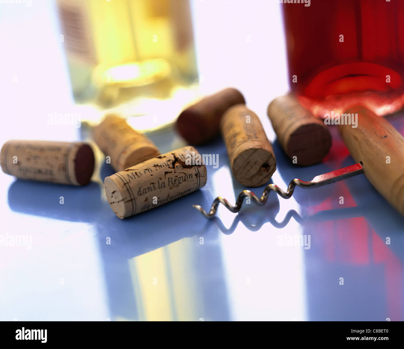 corks and corkscrew Stock Photo