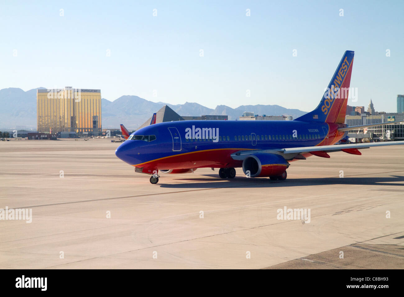 Southwest Boeing 737 at the Las Vegas airport, Nevada, USA. Stock Photo