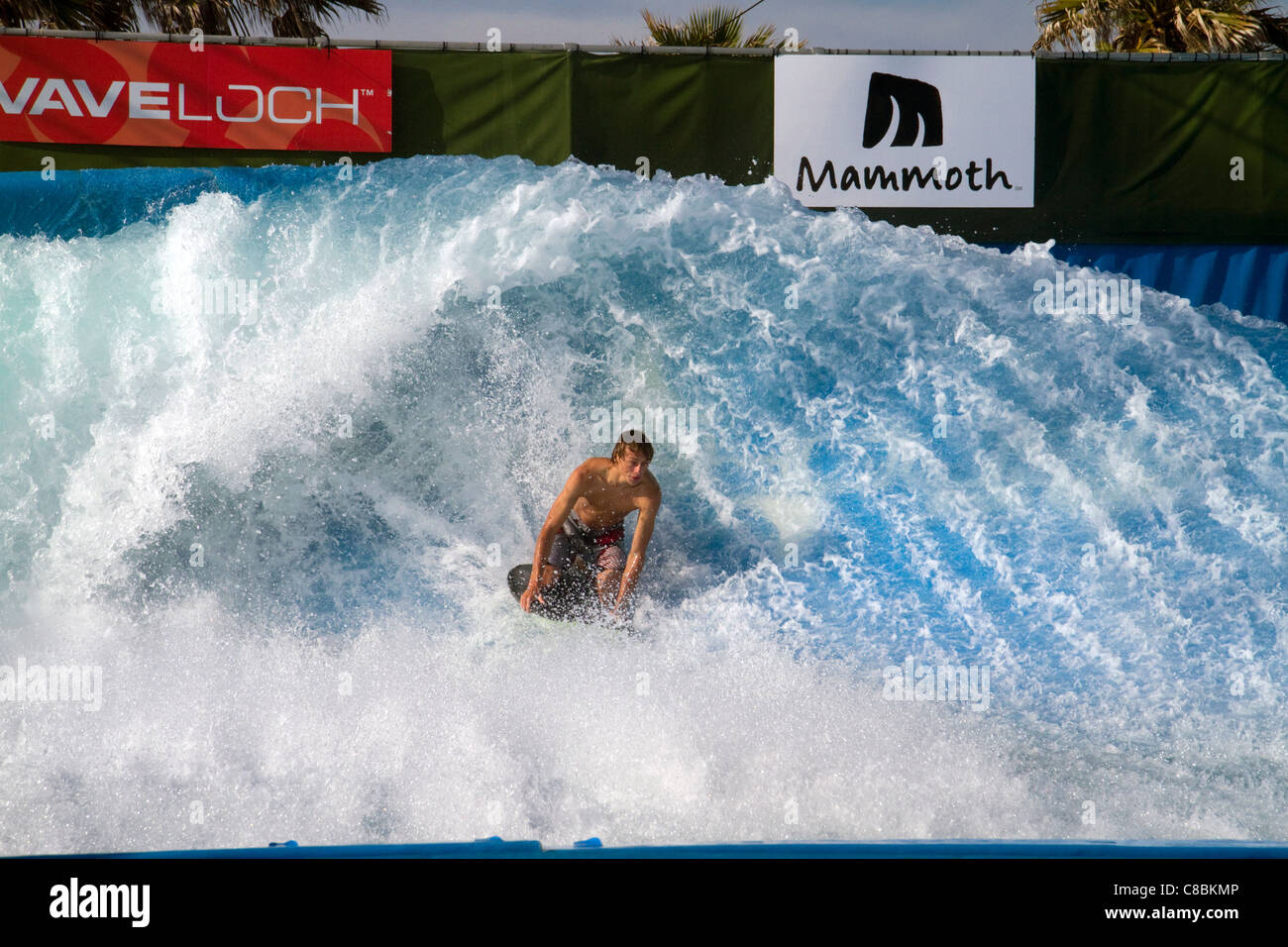 Artificially generated wave machine at Mission Beach, San Diego, California, USA. Stock Photo