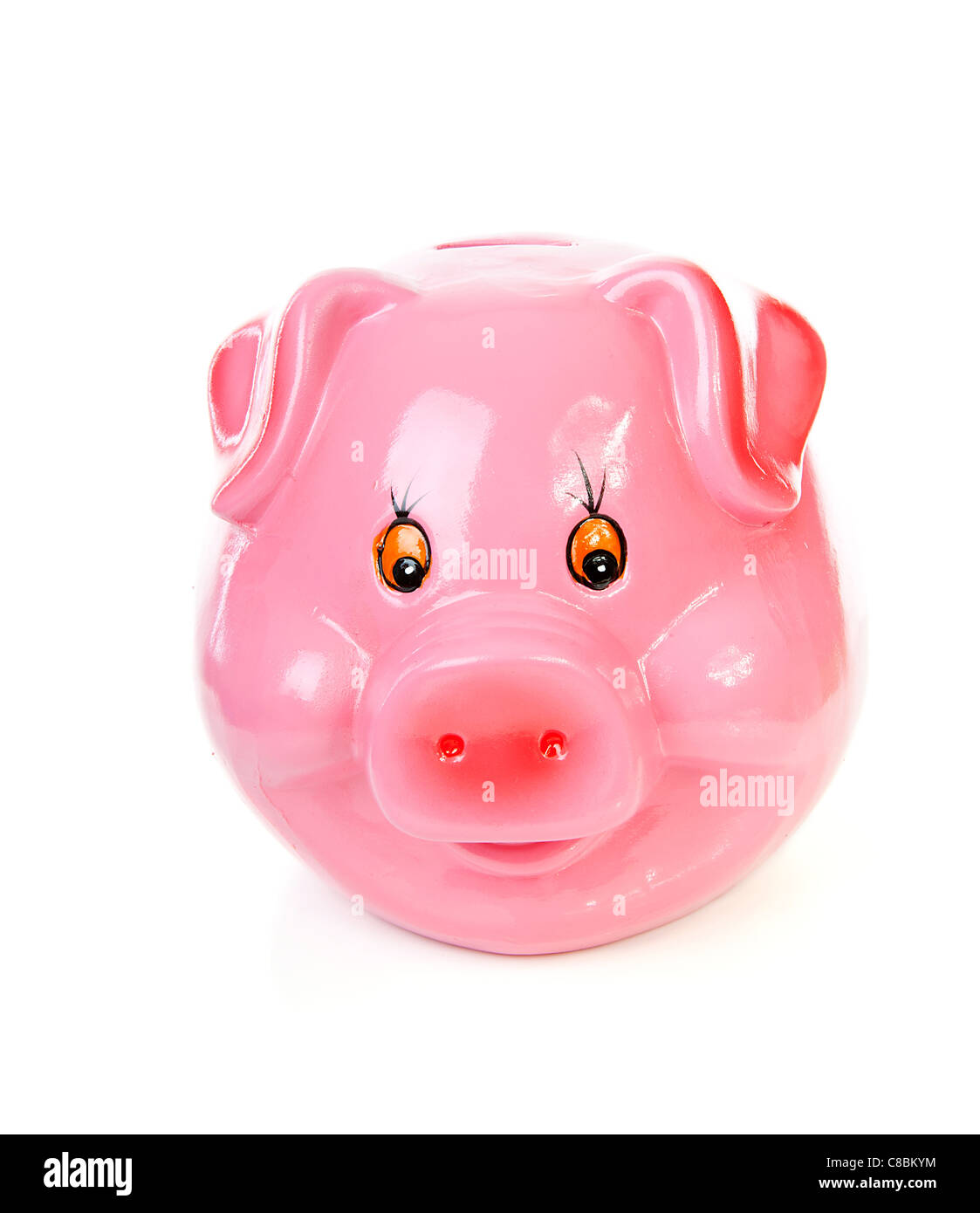 Pink piggy bank isolated on white background Stock Photo - Alamy