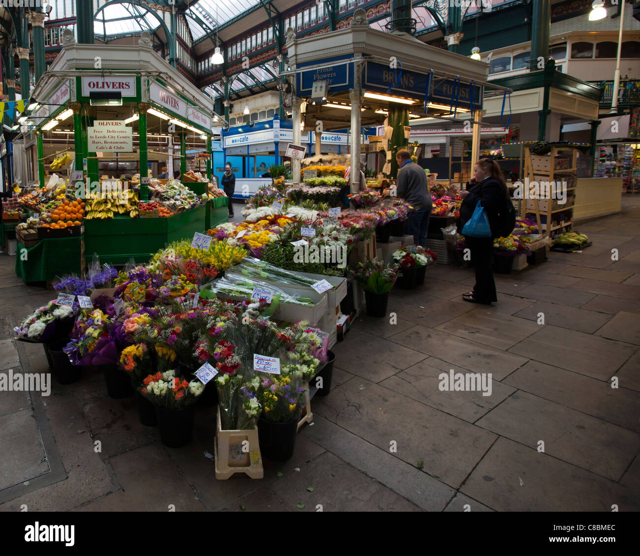 Florist in Leeds City Market Stock Photo