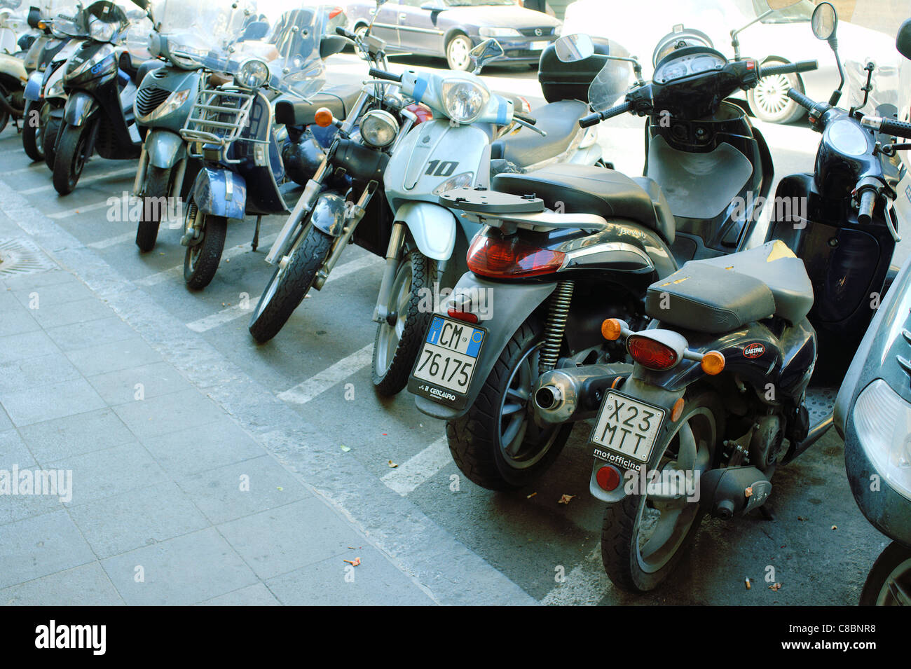 Motor bikes scooters Sorrento Italy Stock Photo